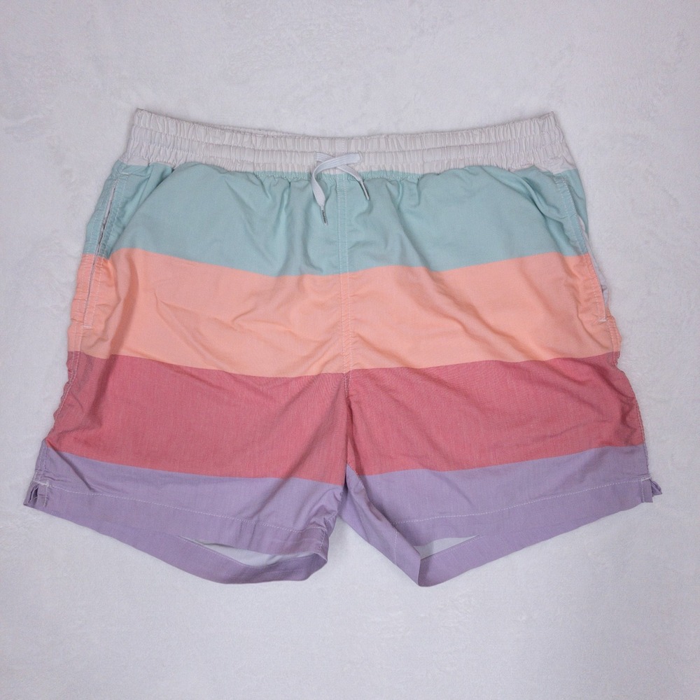 Chubbies Flavor Savers Swim Trunks Mens Medium 4.5" Striped Pastel Board Shorts